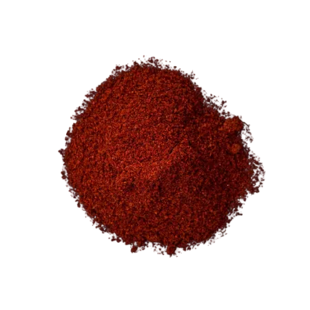 Smoked paprika, photographed from above on a plain white background.