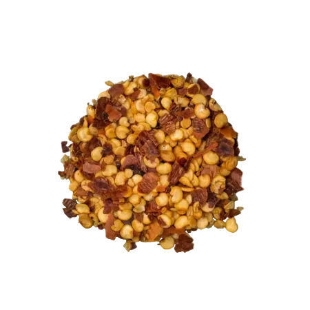 dried chilli flakes on a white background 