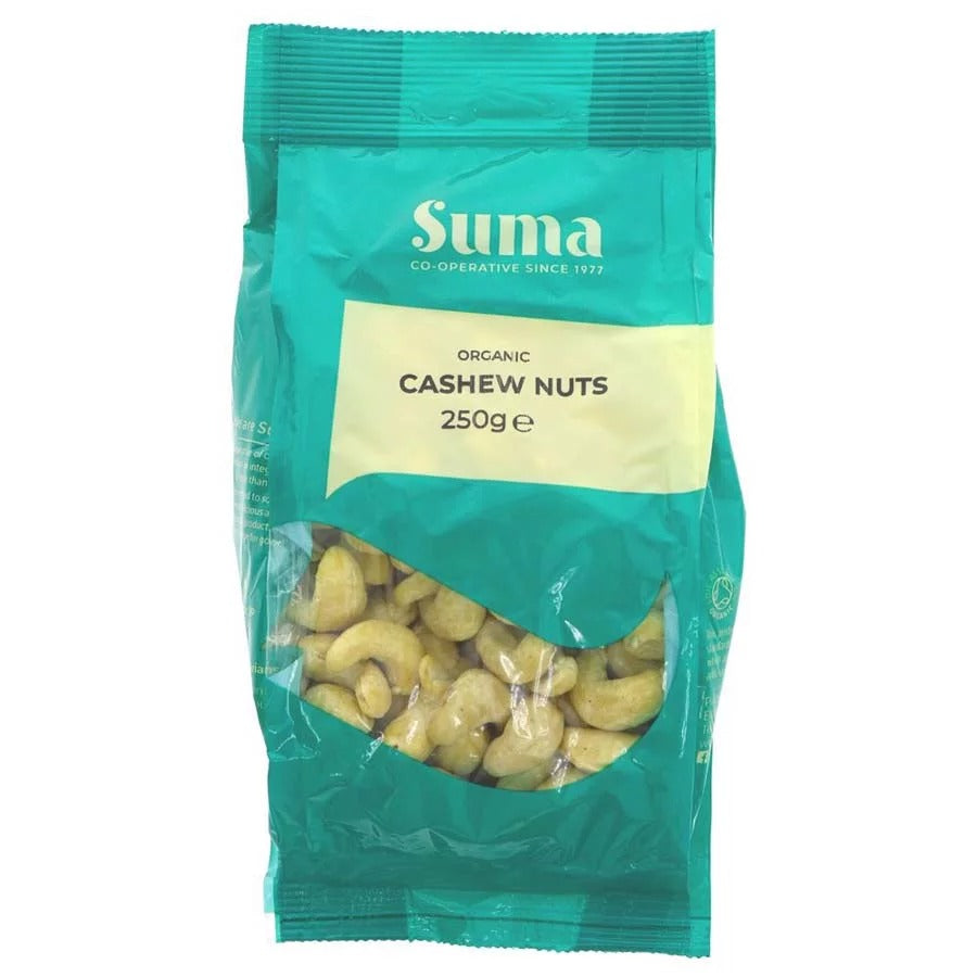 Close-up of Suma Cashew Nuts on a white background 