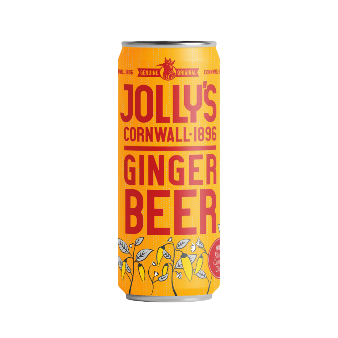 Can of Jolly's Ginger Beer on a white background