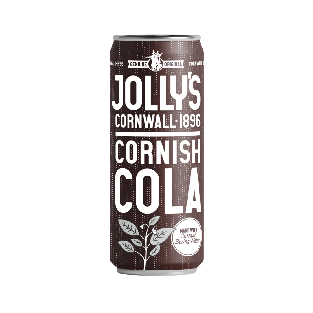Jolly's Cornish Cola can on a white background