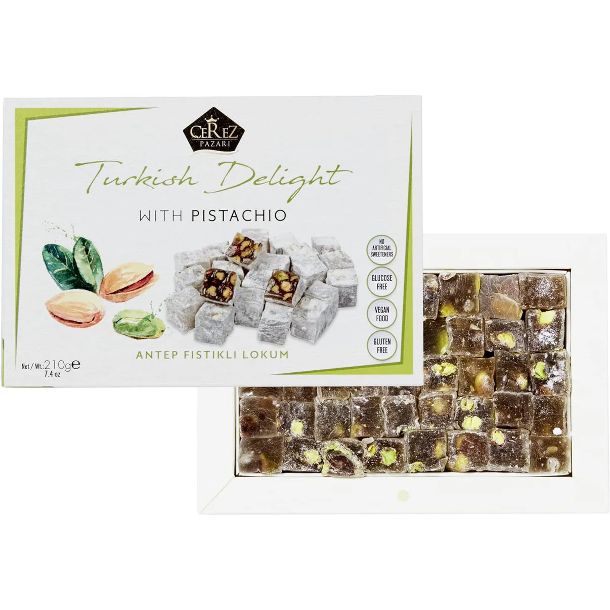 Cerez Pazari Turkish Delight White Box Double Extra Pistachio