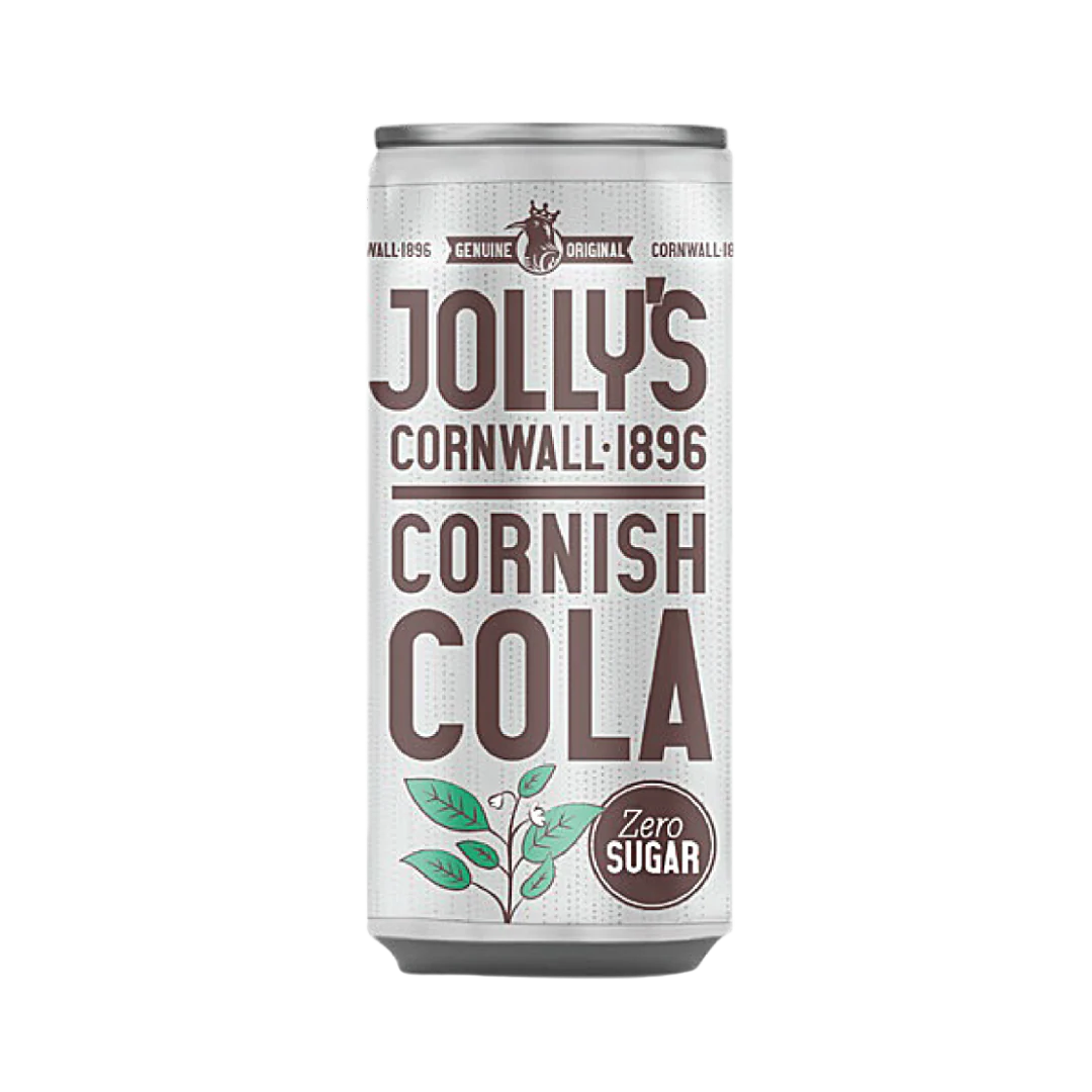 Jolly's Cornish Cola can on a white background