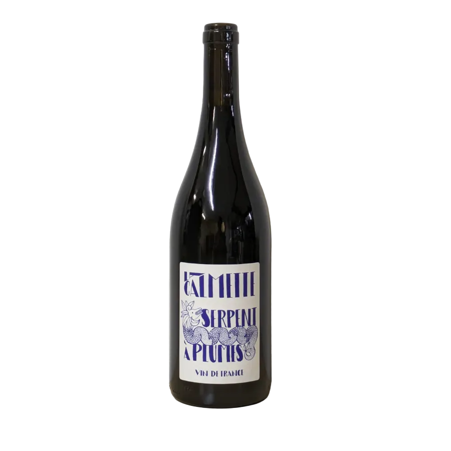 Wine bottle with a label on a light background