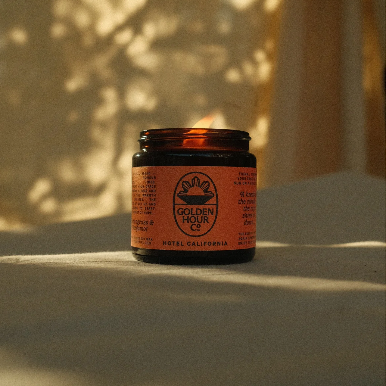 Golden Hour Co hand poured soy wax candle with lemongrass bergamot essential oils