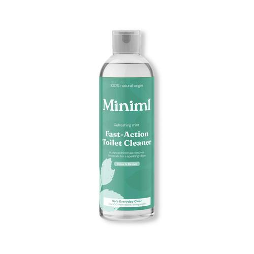 Bottle of Miniml Fast-Action Toilet Cleaner on a white background