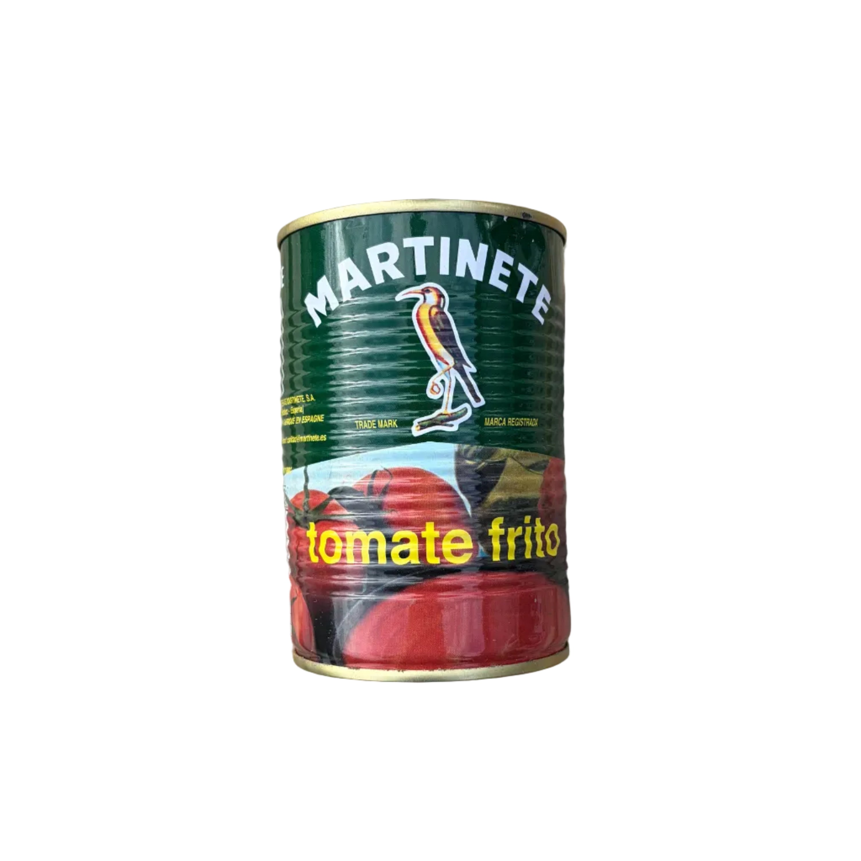 Can of Martinite tomato frito on a white background 