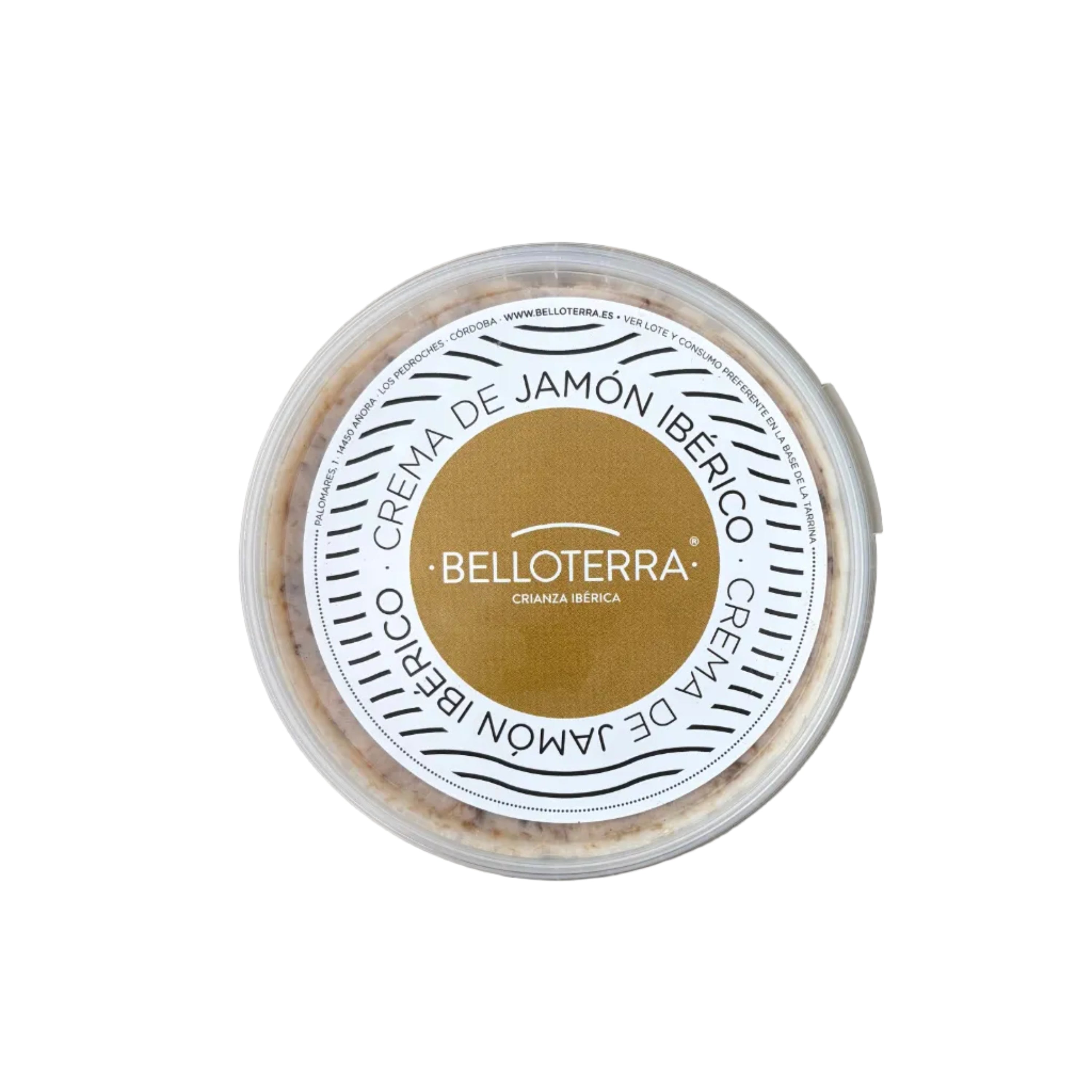 Jar of Belloterra Iberico Ham Cream on a white background 