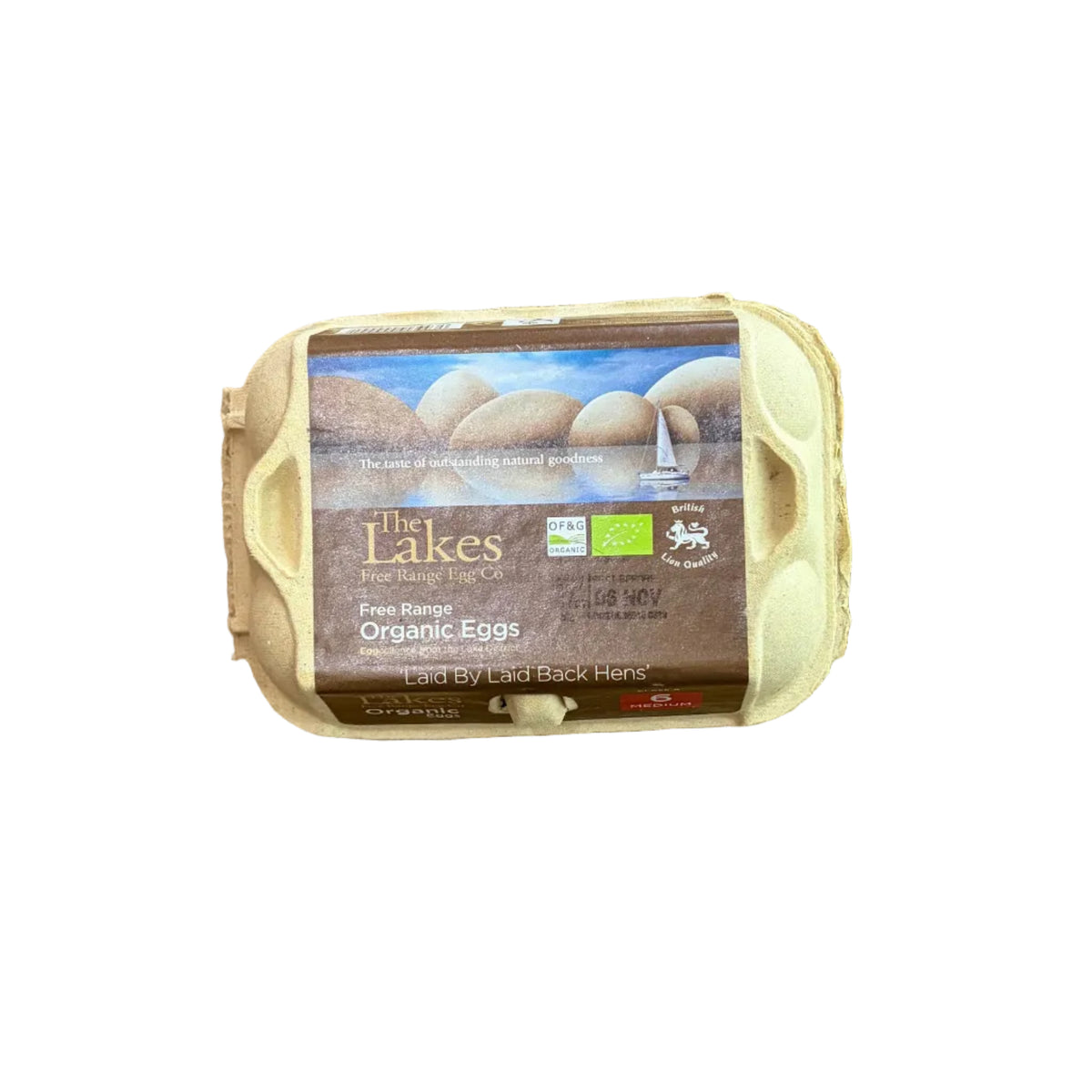 A carton of Eggs Likes organic brown eggs, on a white back ground 