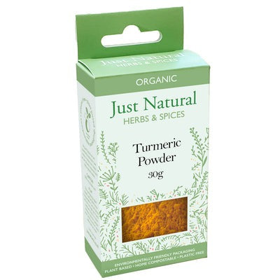 Close-up of Just Natural Turmeric Powder