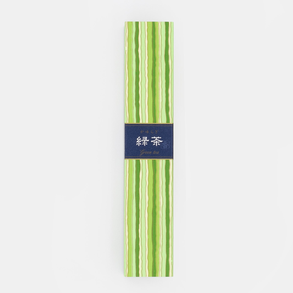 Pack of green tea incense sticks from Nippon Kodo's Kayuragi range.