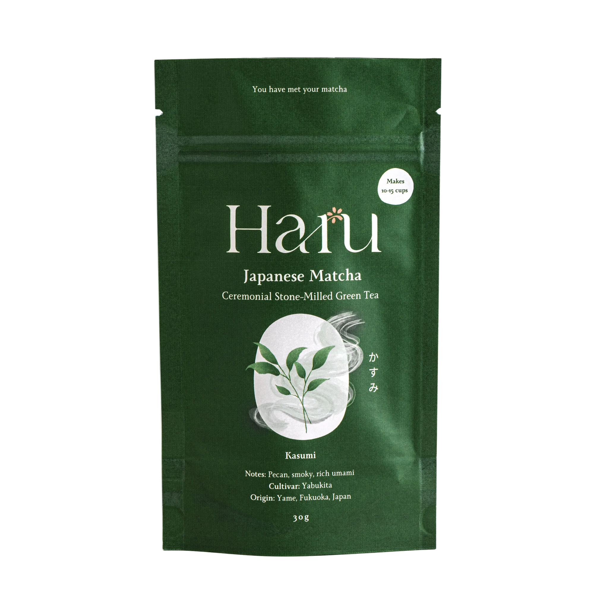 Haru Japanese Matcha packaging on a light beige background