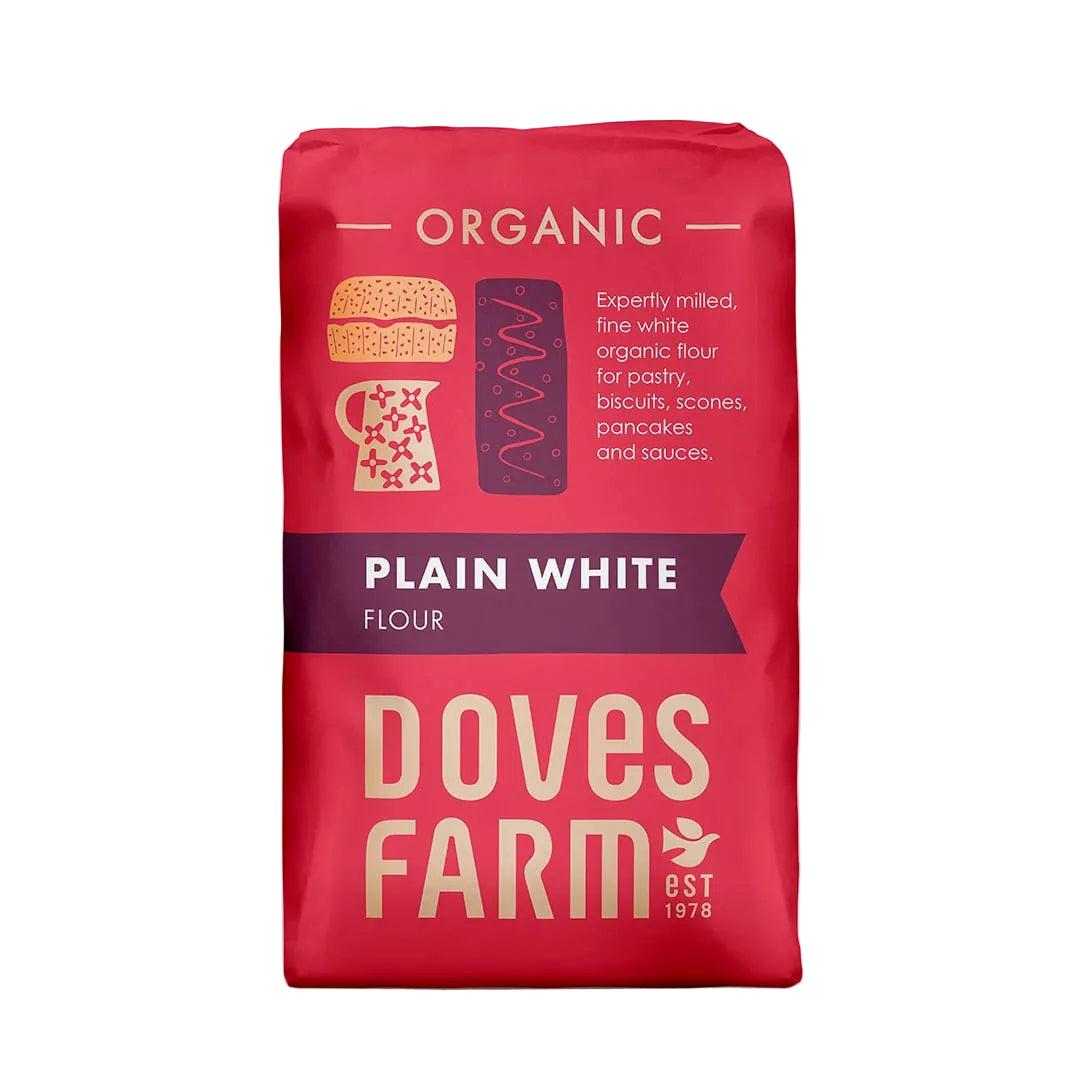 Close-up of Organic Doves Farm Plain flour