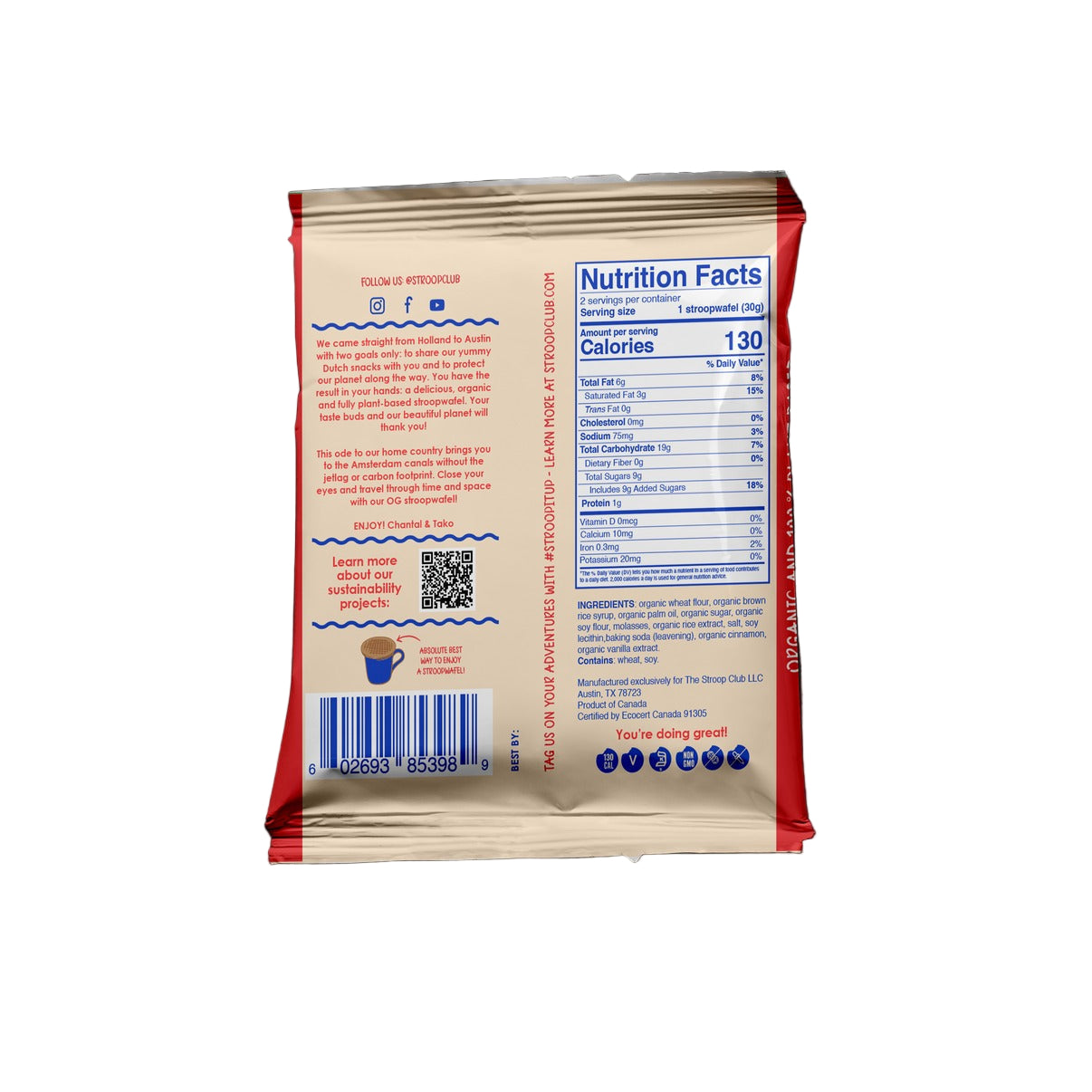 Traditional Caramel Organic and Plant Based Stroopwafel