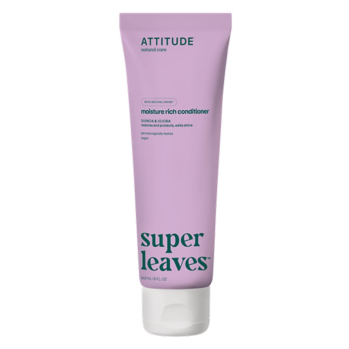 Close-up of Super leaves Conditioner Moisture Rich on a white background 