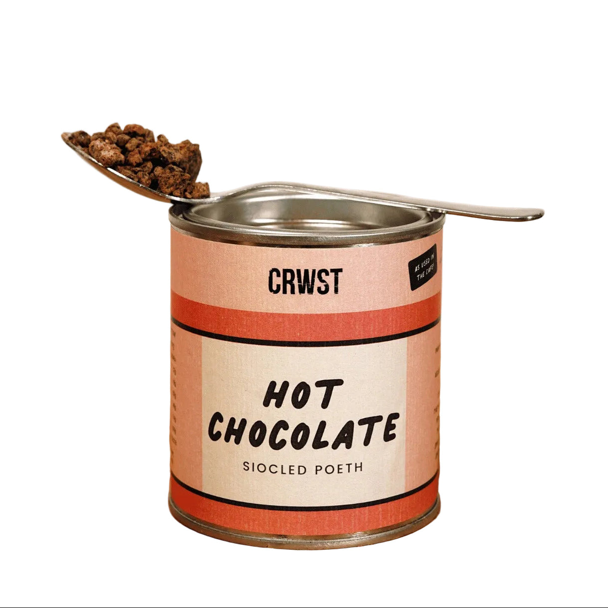 Close-up of CRWST Hot Chocolate on a white background 