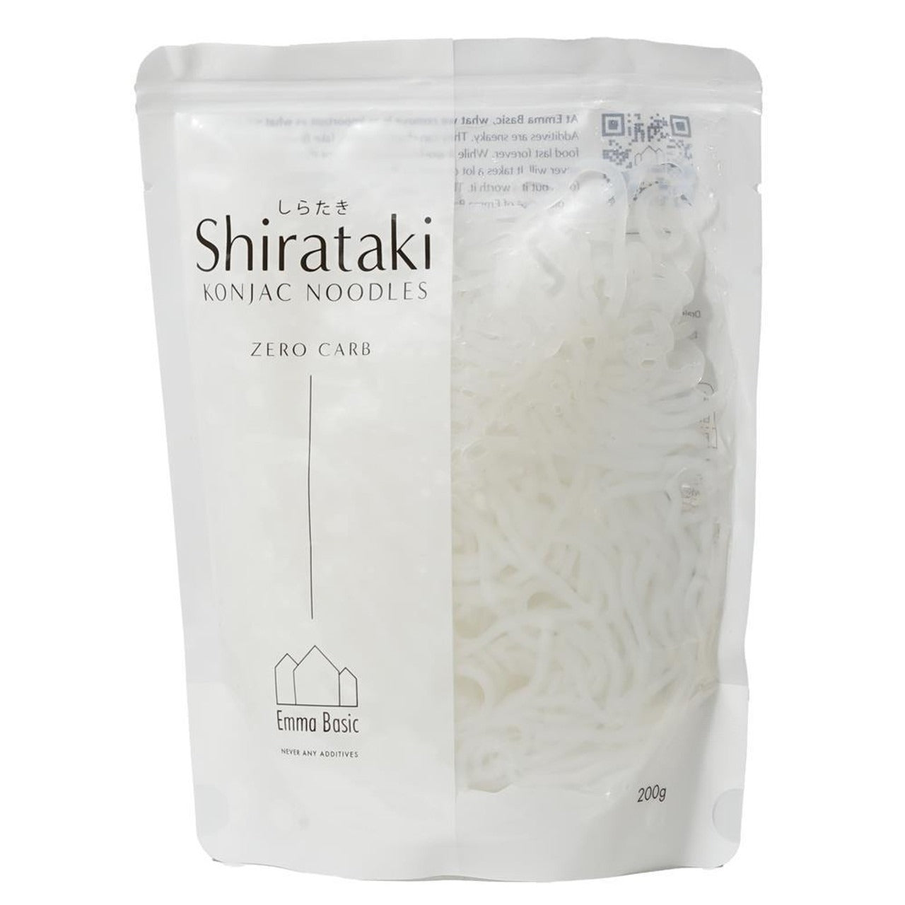 Close-up of Emma Basic Konjac Shirataki Noodles  on a white background 