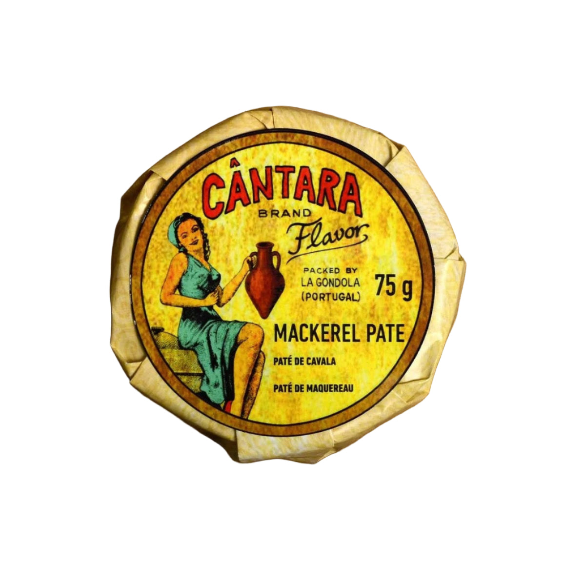 Close-up of Cantara Mackerel Pate on a white backgrounf