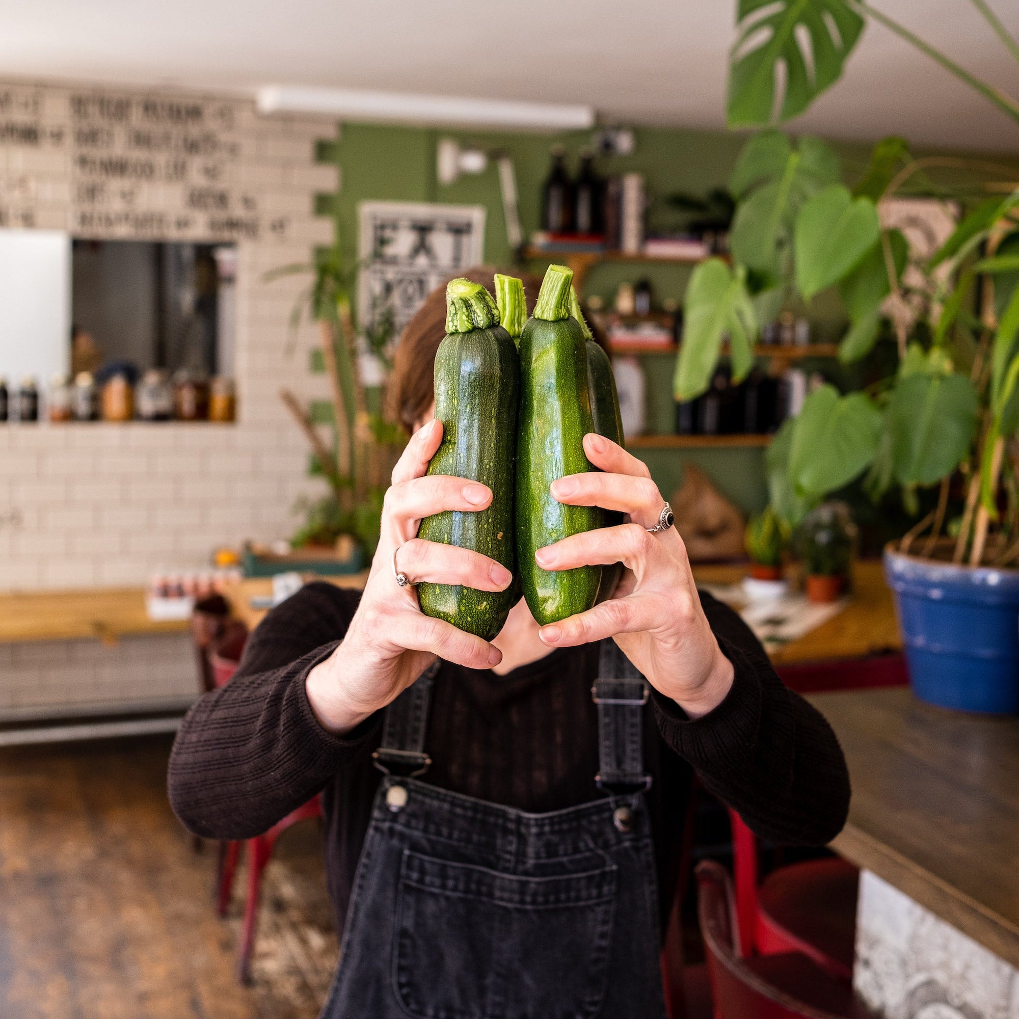 Close up of green courgettes 