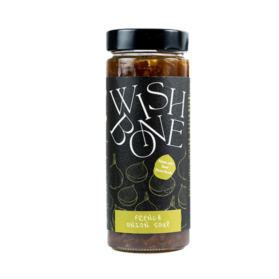 Jar of Wishbone French Onion Soup on a white background