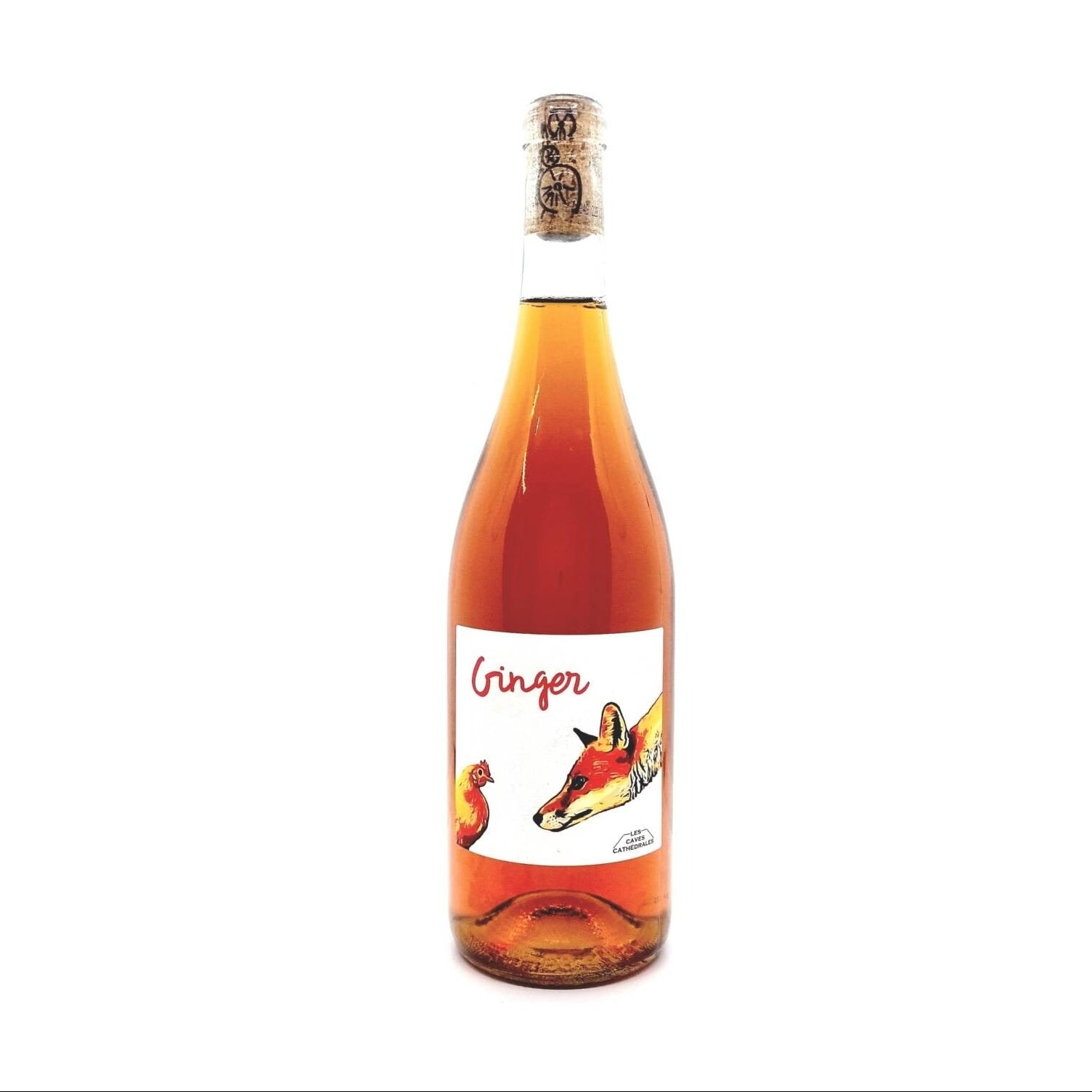 Mas Théo Ginger wine bottle on a white background 