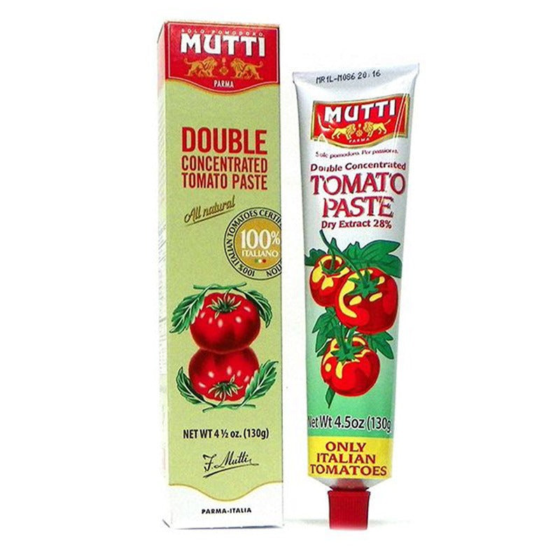 Mutti Double Concentrated Tomato Paste packaging on a white background