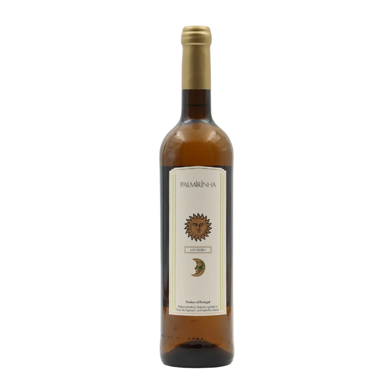 Wine bottle with a label on a white background