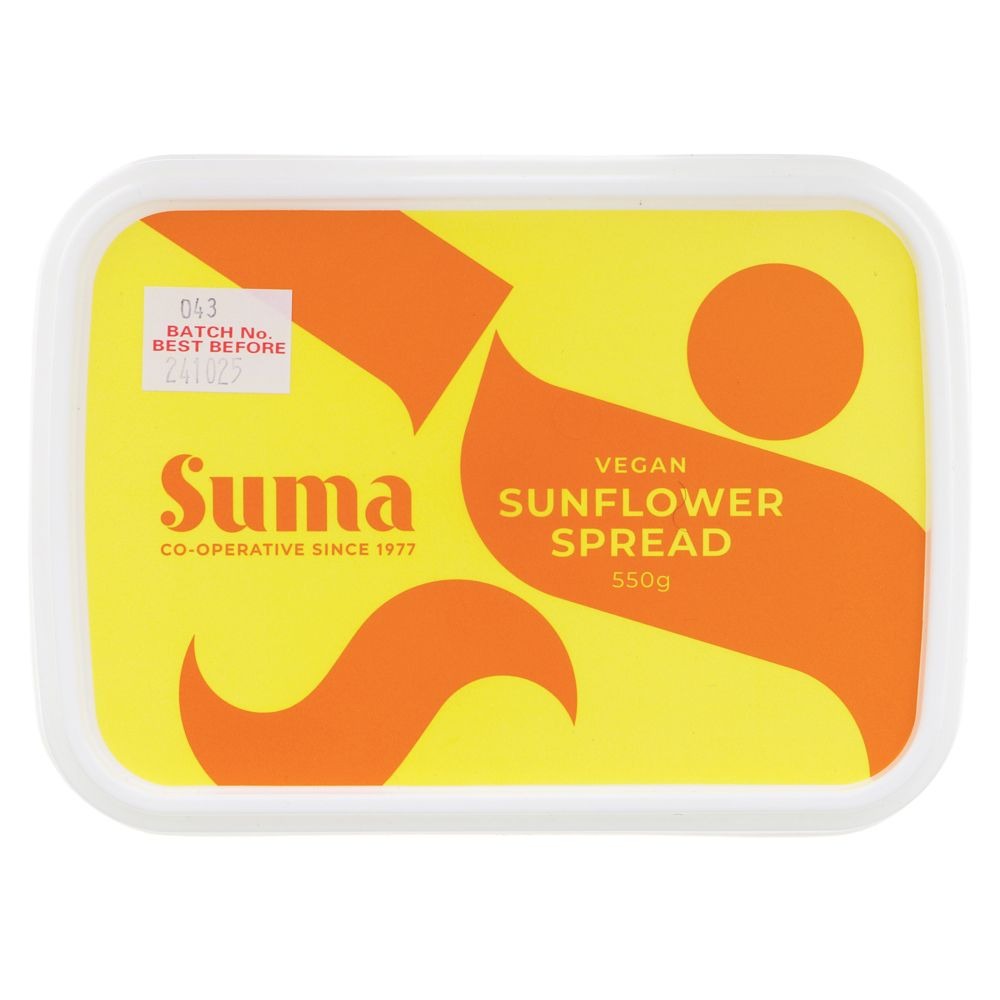 Suma Sunflower spread close up on a white background 